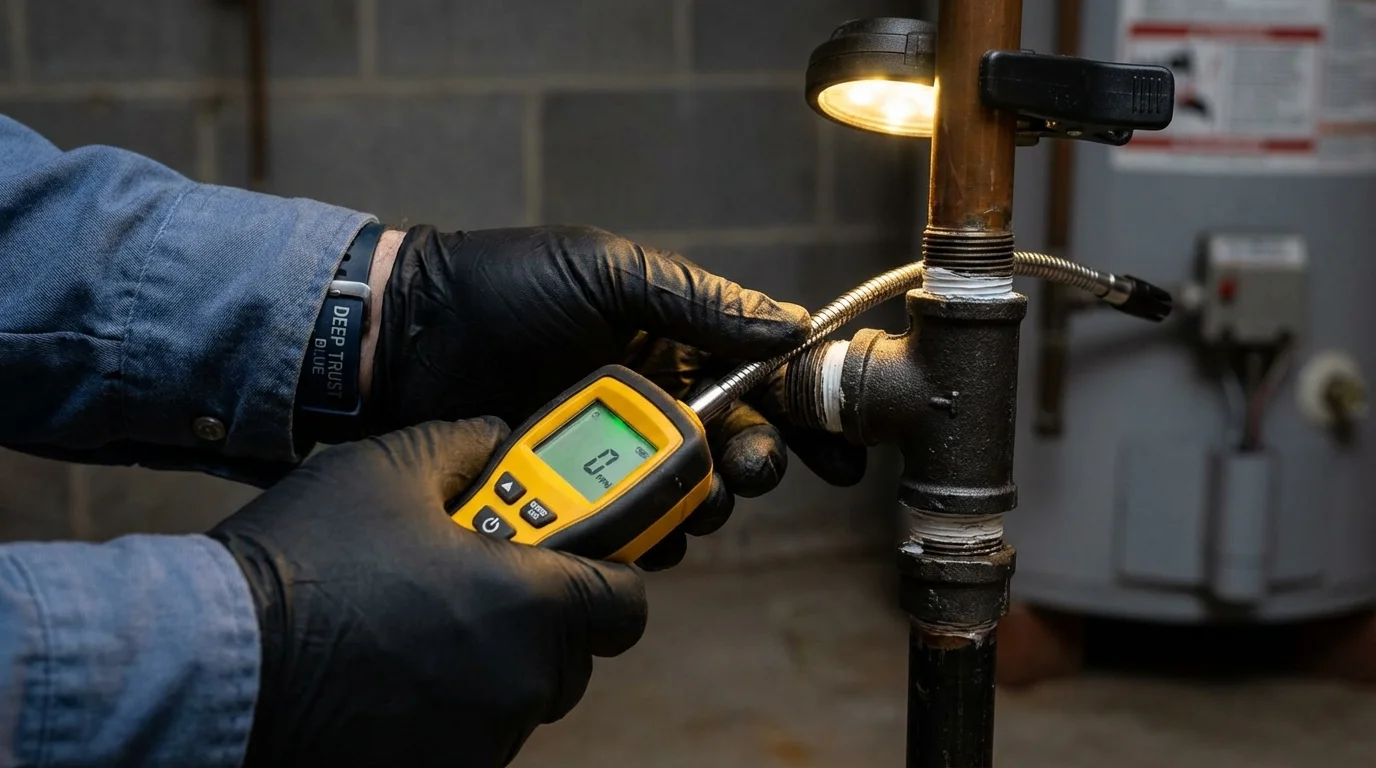 Gas leak detection with electronic sniffer by Johns Plumbing LLC in Kansas City