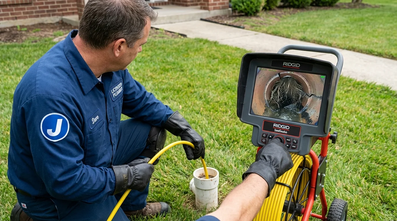 Sewer camera inspection being performed by Johns Plumbing LLC in Kansas City