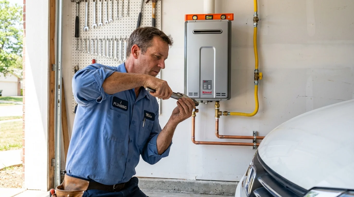 Tankless water heater installation by a Johns Plumbing LLC plumber in Kansas City